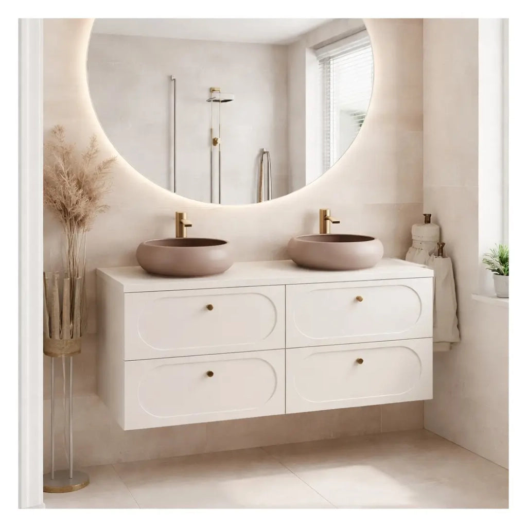 Set da bagno TORNADO beige: mobile sottolavabo 120cm + piano per lavabo