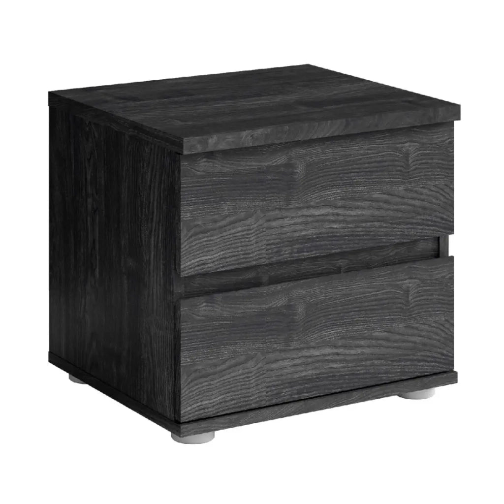 Camera completa VELTIS - Letto 180x200 LED con doghe + armadio + cassettiera + comodini - Frassino nero