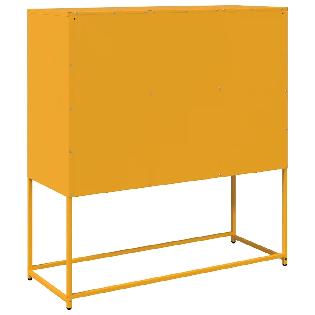 Credenza-Buffet-Armadio da cucina Giallo Senape 100,5x39x107cm Acciaio Laminato Freddo 633928