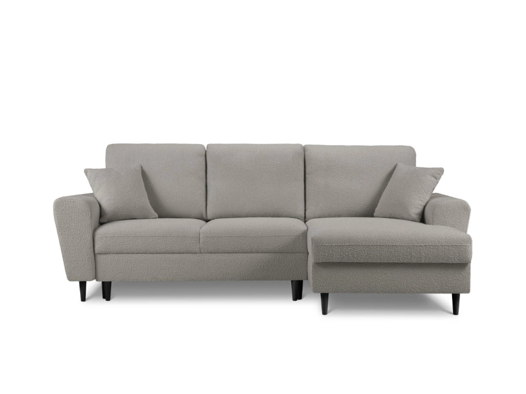 Cosmopolitan Design - Divano convertibile angolare destro con contenitore "Kyoto" 4 posti in bouclé grigio 