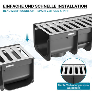 Canale di scolo 1m con griglia per scarico acqua 1,5t Canaletta di drenaggio