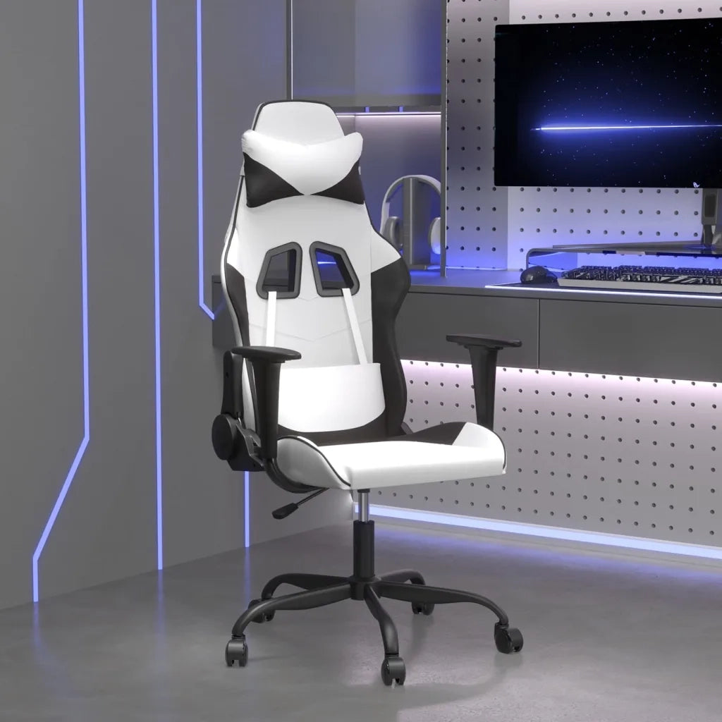 Sedia da Gaming | Sedia da e-sports Bianco e Nero in Similpelle