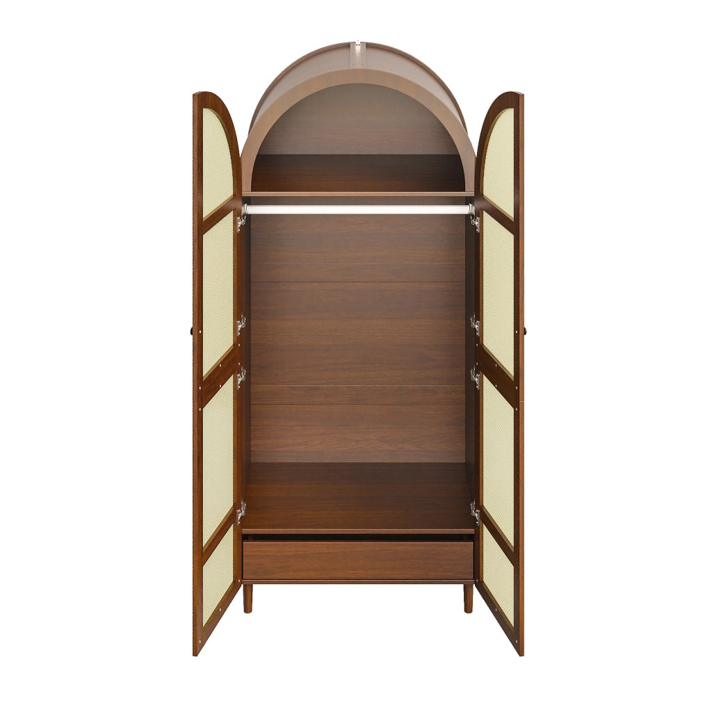 Armadio con 2 ante curve; spazio con asta appendiabiti e cassetti; per camera e ingresso; 80 × 50 × 179 cm