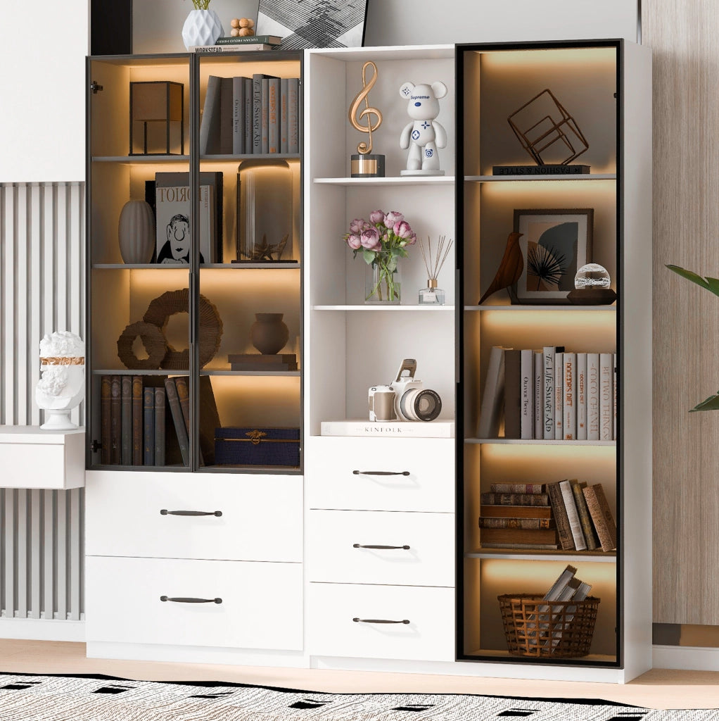 Vetrina LED modulare bianca 140 x 40 x 160 cm