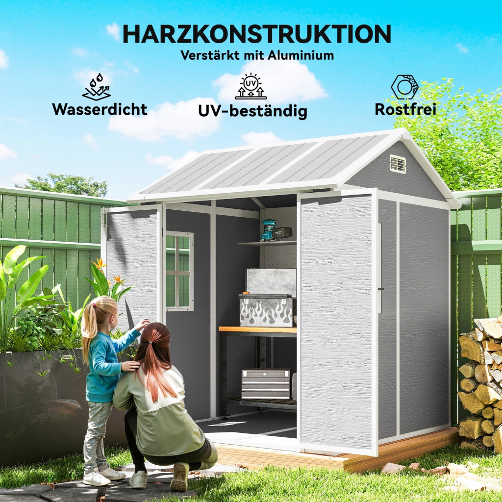 Casetta da Giardino in Plastica con Finestra e Porta Bloccabile ¨C Zephmum ¨C Grigio 120x90x120 cm