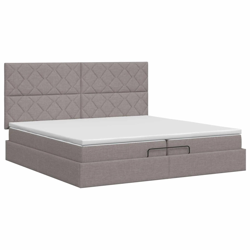 Letto ottomano con materasso Tortora 200 x 200 cm Tessuto 3457602