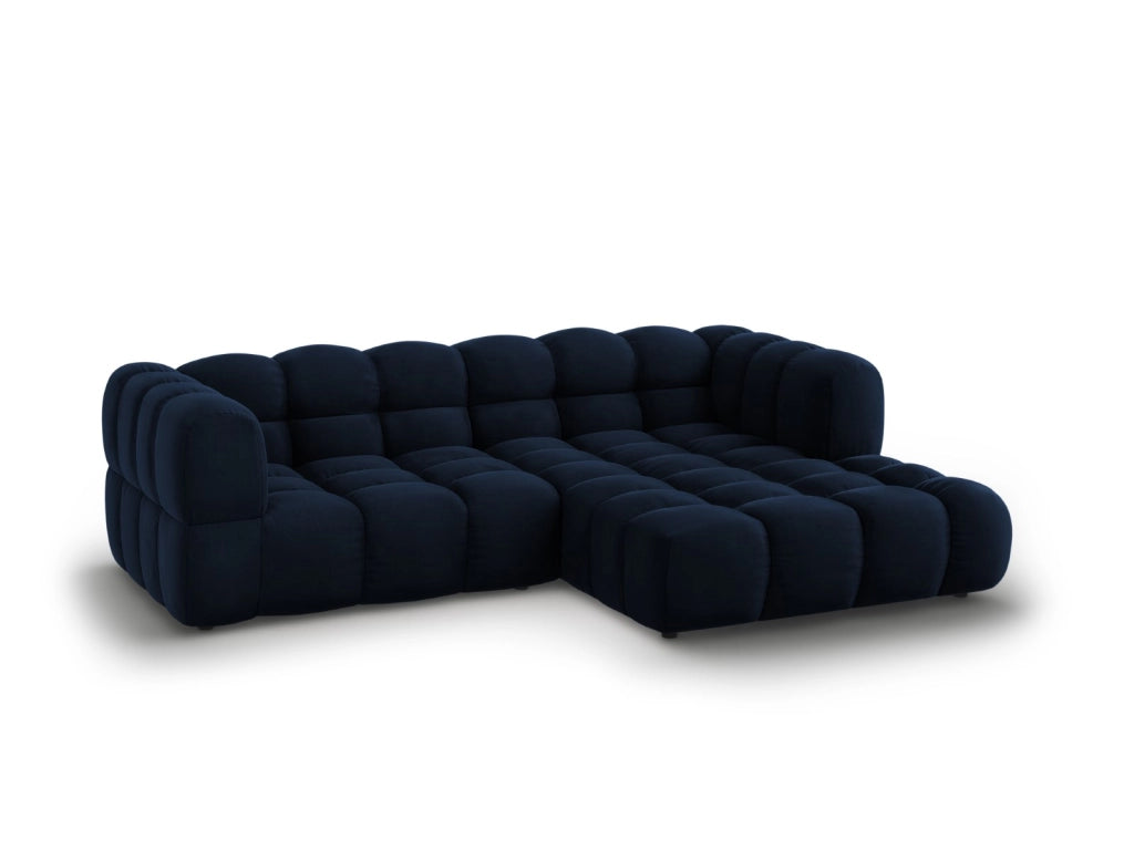 Cosmopolitan Design - Divano angolare modulare destro "Sky" 3 posti in velluto blu reale 