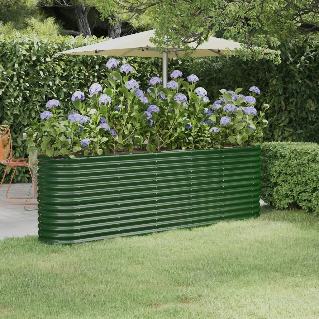 Fioriere | Cassetta per fiori | Letto Giardino Acciaio Zincato 224x40x68 cm Verde
