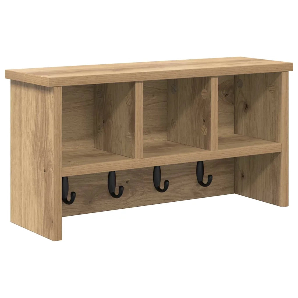 vidaXL Appendiabiti a muro rovere artigianale 50 x 16 x 26 cm