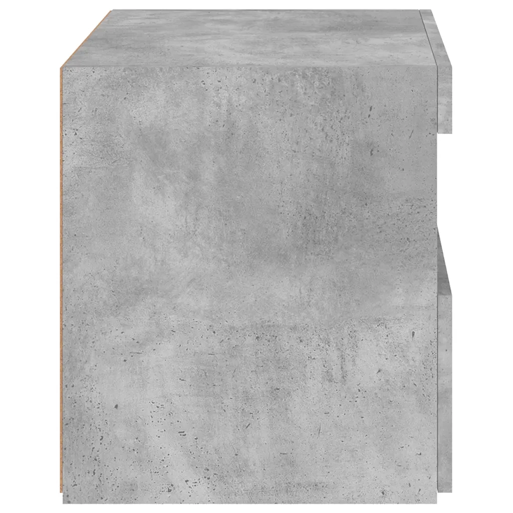 Comodino con Luci LED-Tavolino da notte Grigio Cemento 50x40x45 cm