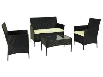 SET SALOTTINO DA GIARDINO RATTAN PANAMA MARRONE 2POLTRONE+1DIVANETTO+1CUSCINO