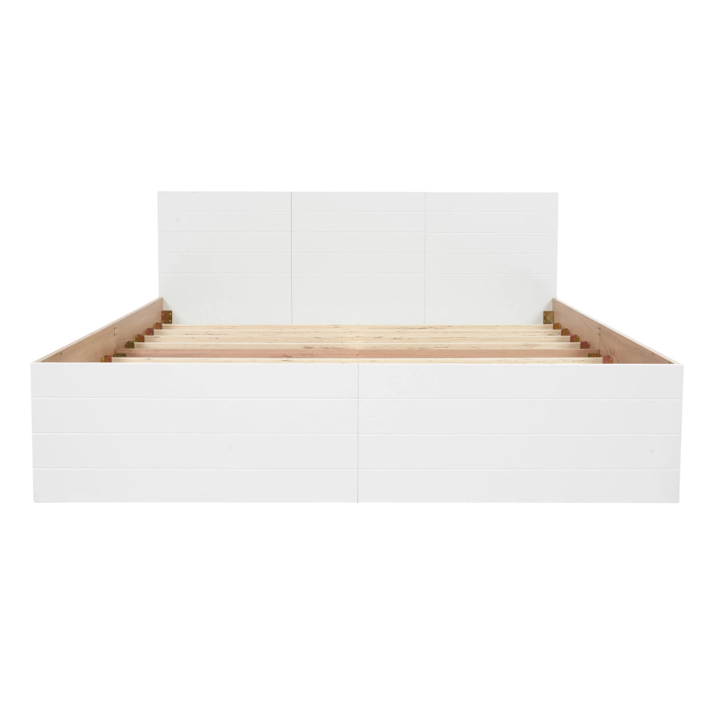 Letto matrimoniale 160x200 cm con materasso; 2 cassetti; struttura in legno massiccio e MDF; bianco rovere