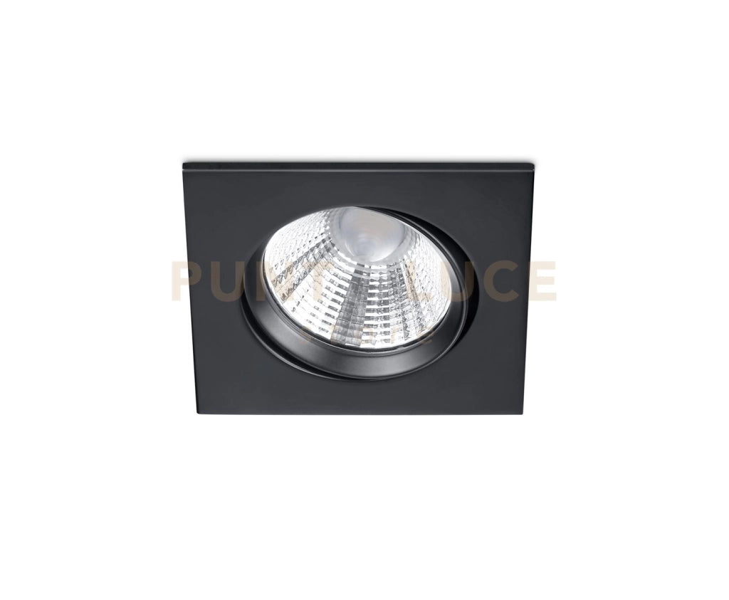 PAMIR FARETTO DA INCASSO LED 5,5W 345lm, 3000K QUADRATO ORIENTABILE NERO OPACO IP23 8,5X8,5CM