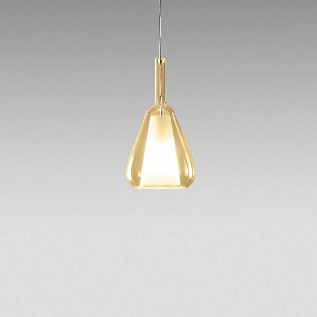 Ofelia S/11 Mini Lampada a sospensione in vetro borosilicato ambra trasparente con portalampade E27, cavo 3 metri - Gea Luce
