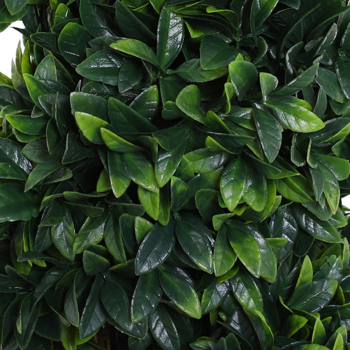 Set 2 Piante Artificiali di Bosso Ø32x120 cm a Spirale per Interni ed Esterni con Vaso Verde