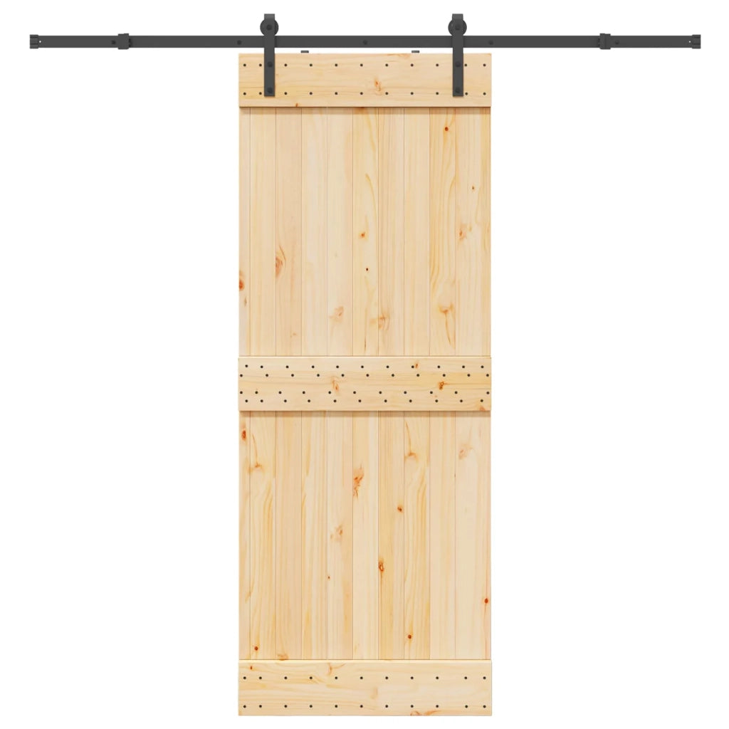 Porta scorrevole NARVIK Naturale e Nero 80 x 210 cm (213,5 cm) 3445258