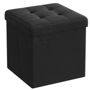 Pouf contenitore pieghevole in tessuto nero 30x30 cm