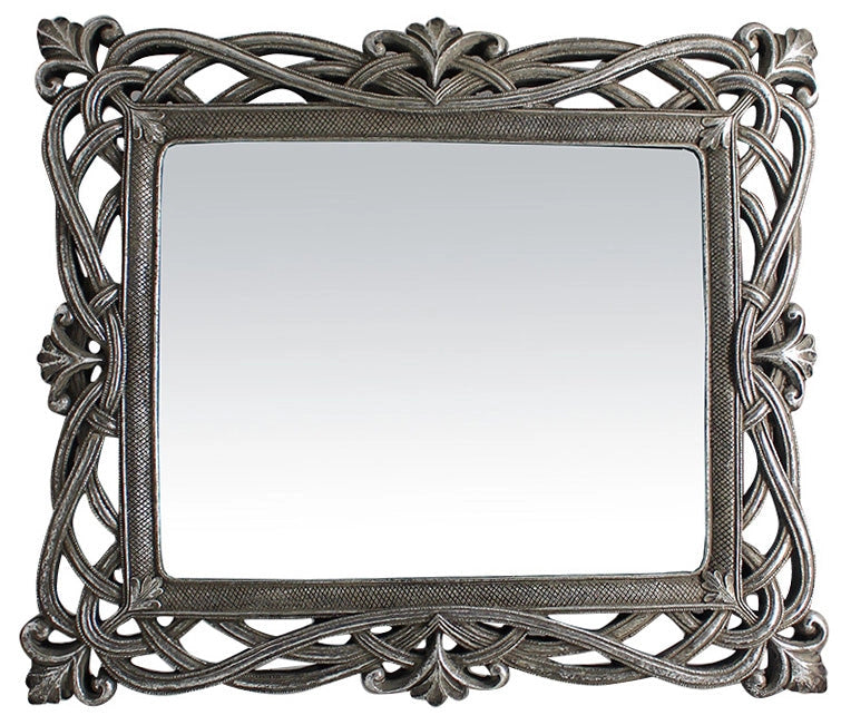 Biscottini Specchiera verticale/orizzontale da appoggio e da appendere L31xPR2xH36 cm finitura argento anticato.