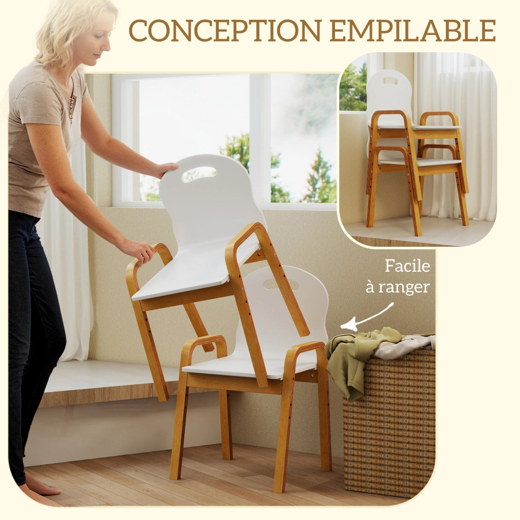 Sedia Bambini Regolabile in Altezza ¨C zephmum ¨C Legno Massello con Braccioli 39x34x61,5cm Bianco