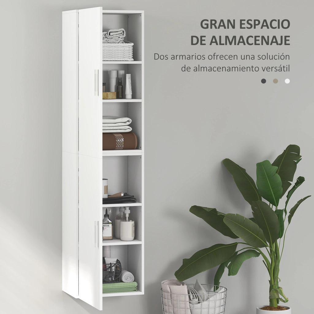 Colonna Bagno Sospesa con Ripiani Regolabili e 2 Ante ¨C Zephmum ¨C 40x30x160 cm Bianco