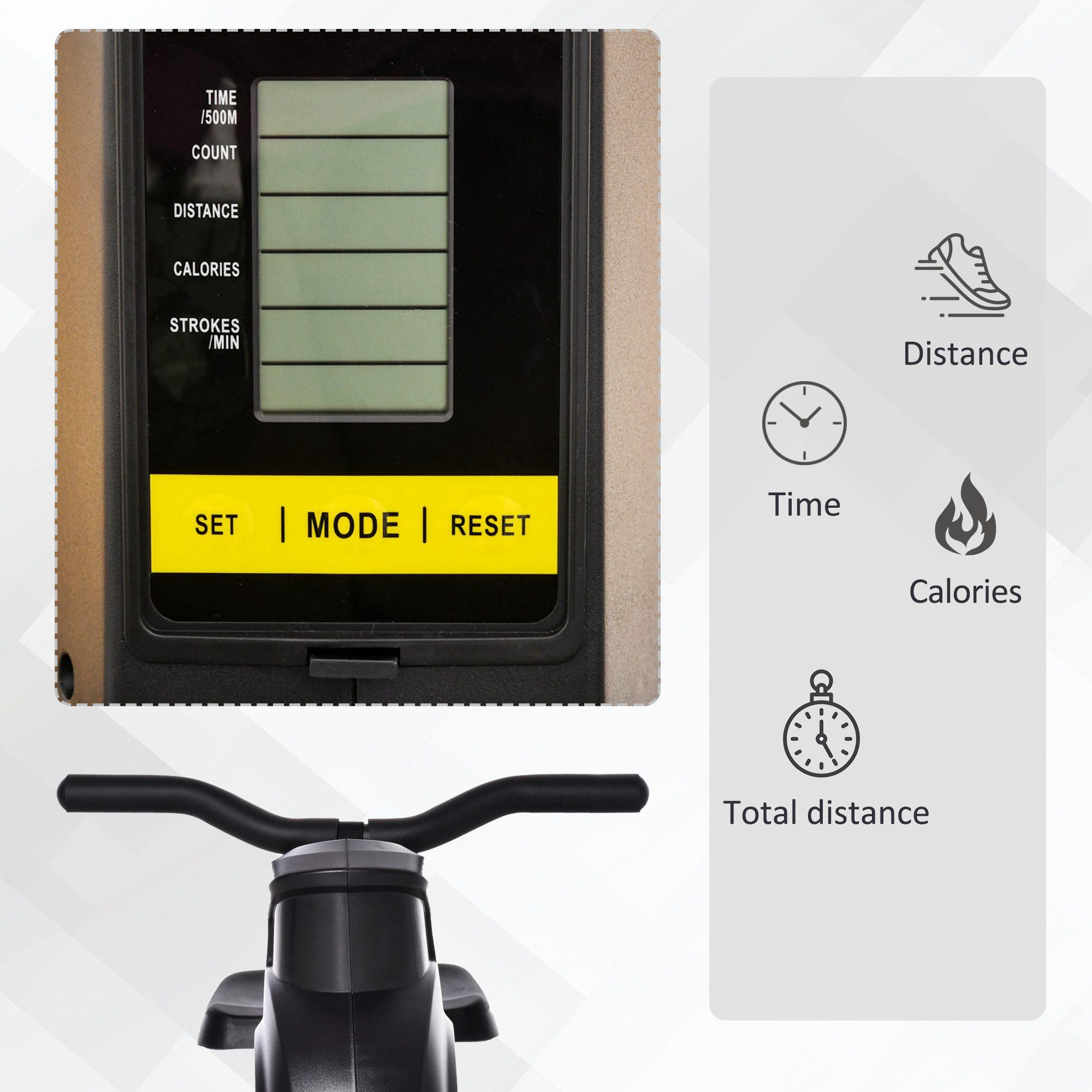 Vogatore Magnetico Pieghevole con Volano 8 Livelli e Monitor LCD Nero