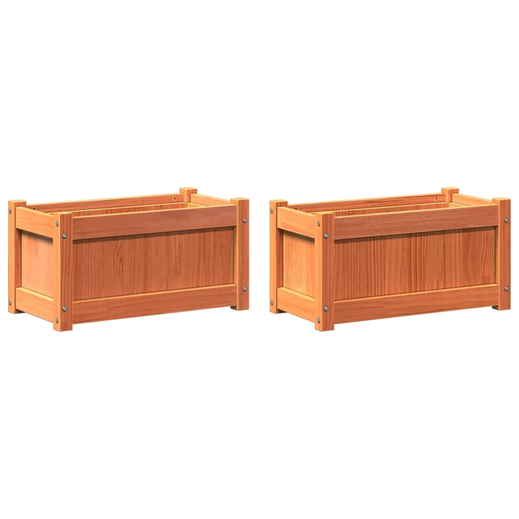 Fioriera aiuola rialzata fioriera aiuola giardino terrazza set da 2 cerata legno massello di pino marrone 02_0039063