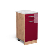 Mobiletto base per cucina R-Line Rosso lucido/Rovere dorato 40 cm PL Marmo Vicco