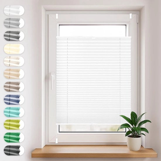 Plissé tenda senza forare - Fissaggio a vite - 60cm x 140cm - Regolabile - 100% Poliestere - Protezione vista - Decorazione per finestre