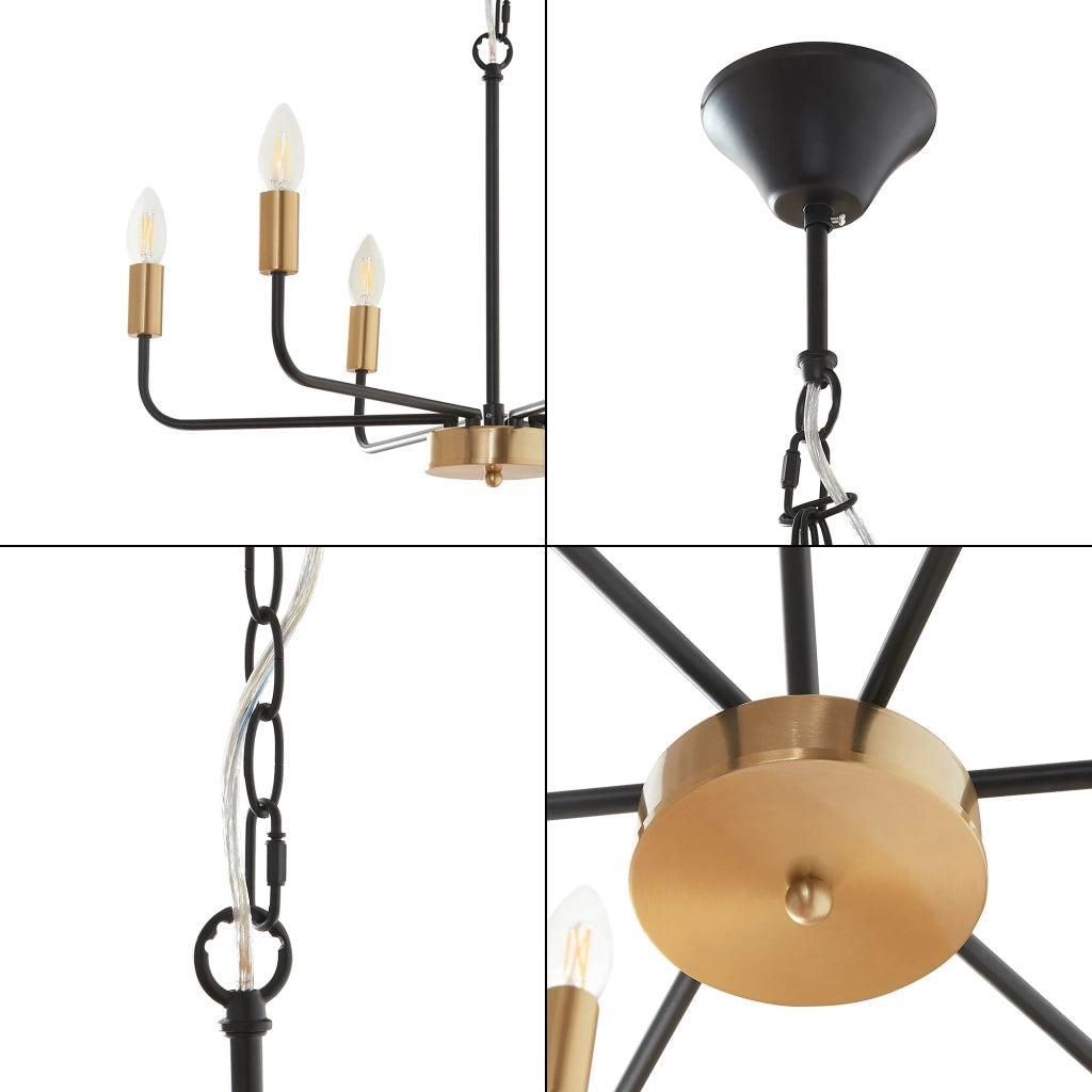 Lampadario a 6 luci 153 x 62 x 62 cm metallo nero 03_0009939