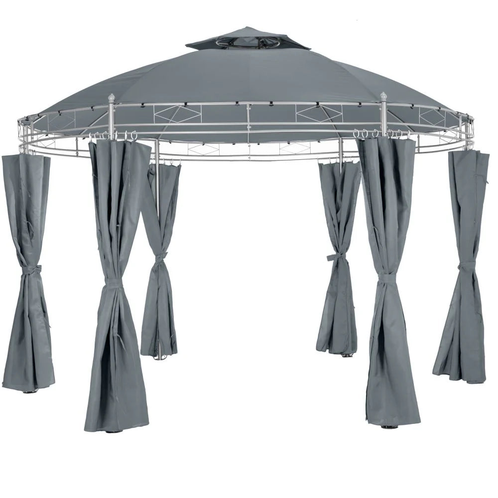 Gazebo da giardino diametro 3,5 m grigio antracite 2208176