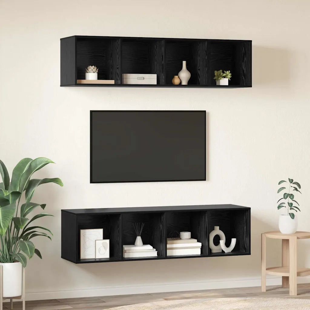 Set mobile TV 3 pcs Rovere Nero Legno multistrato 3393412