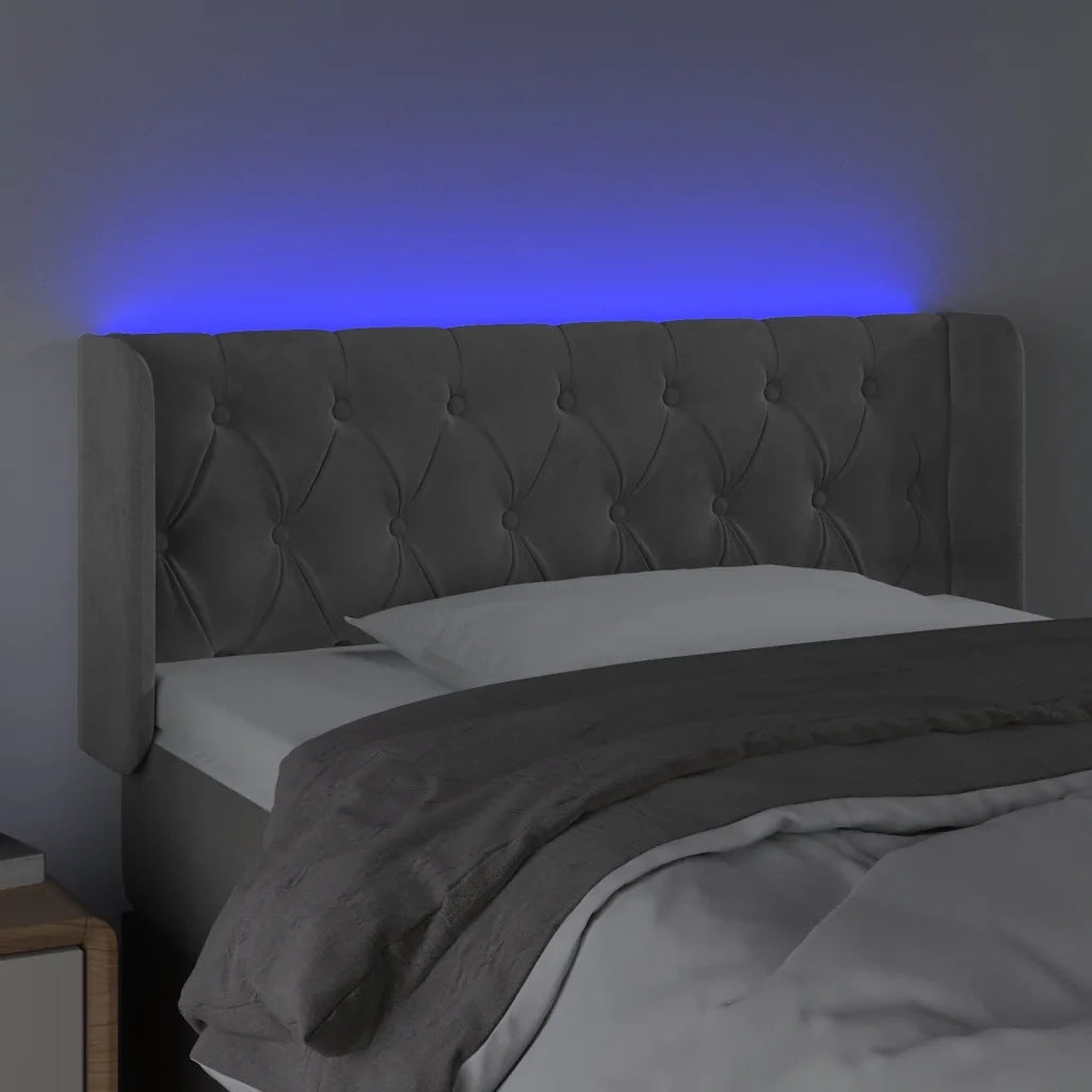 Testiera Grigio Chiaro a LED 93x16x78/88 cm in Velluto 3123608