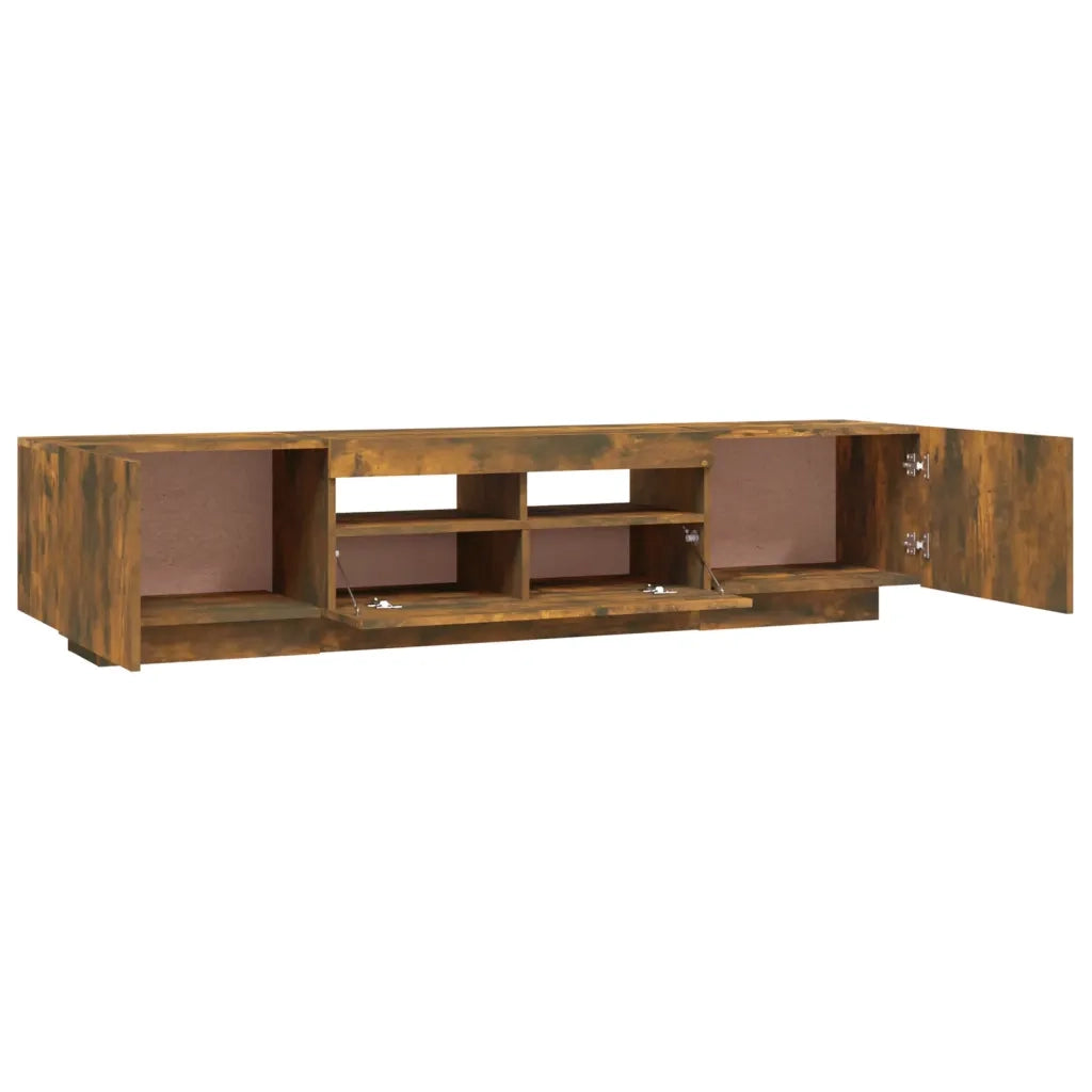 Set Mobili TV 2pz con Luci LED Rovere Fumo in Legno Multistrato cod mxl 7577