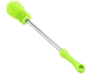 Pulitore per bottiglie con setola di silicone - Manico lungo - Multifunzionale - Rotativo - Verde - Dimensioni 27 cm - Spazzola per bottiglie