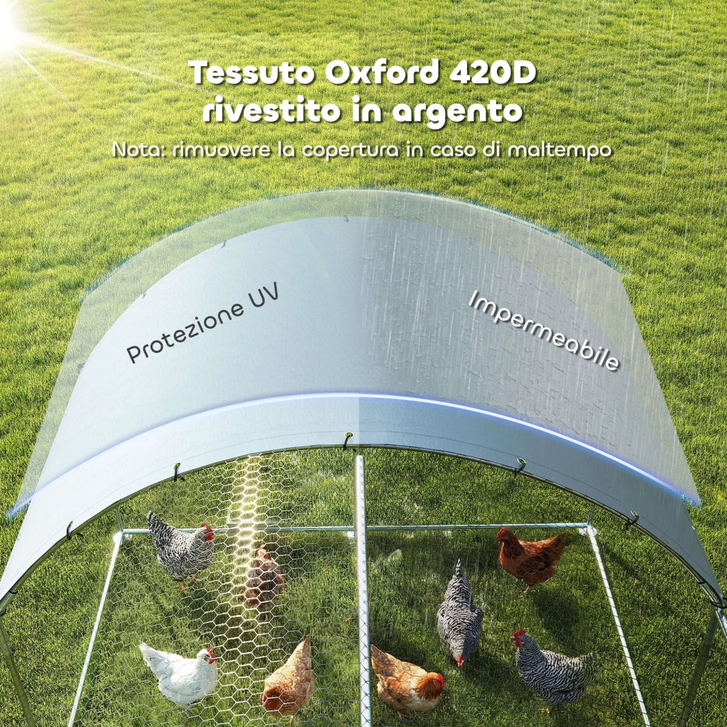 Pollaio per Galline da Giardino ¨C zephmum ¨C Acciaio Zincato Argento 2.8x3.4x1.9 m