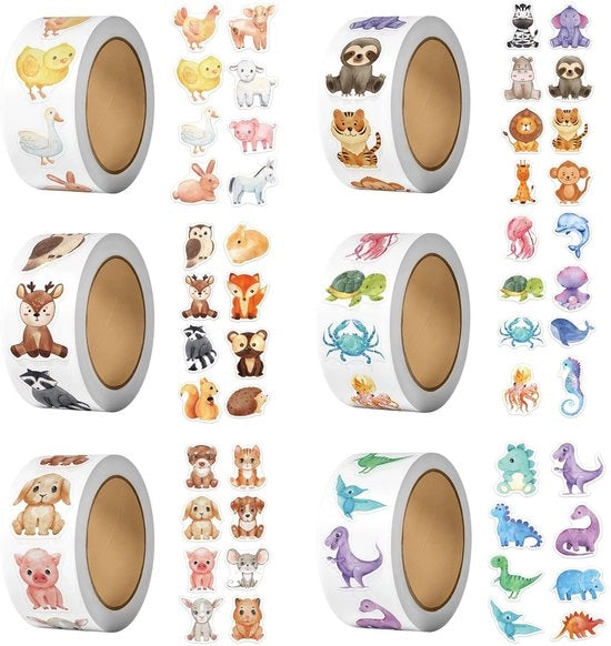 Etichette di riconoscimento per animali 3000 pezzi - Etichette di riconoscimento per animali - Etichette per bambini - Strumento di apprendimento multifunzionale - Arricchimento creativo - Colori e disegni chiari