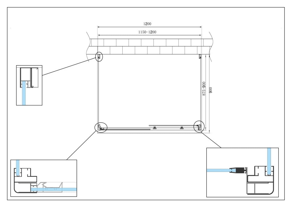 BOX CABINA DOCCIA 3 LATI 2 FISSI E UNO SCORREVOLE 87,5-90x115-120x87,5-90