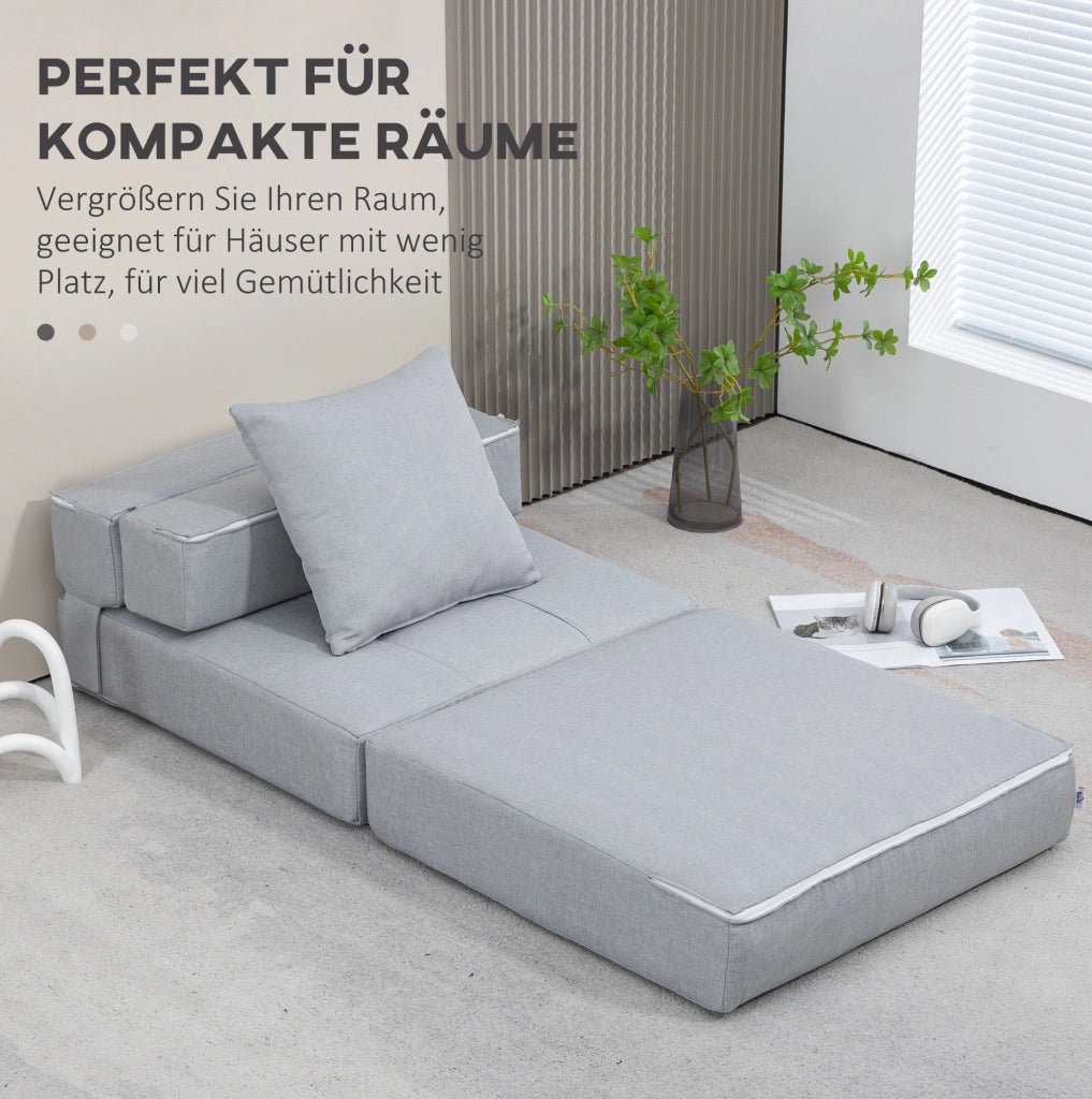 Poltrona pieghevole 2 in 1 grigio chiaro con funzione letto