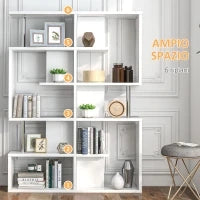 Scaffale Libreria ad S 5 Ripiani Design Moderno Soggiorno, Ufficio, Salotto, Legno, Bianco, 120 x 28.6 x 160 cm