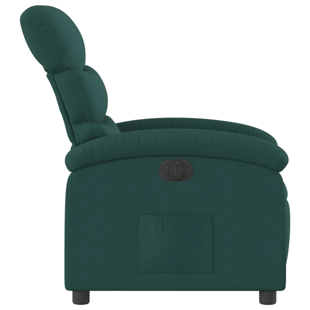 Poltrona | Sedia Relax Elettrica Reclinabile Verde Scuro in Tessuto