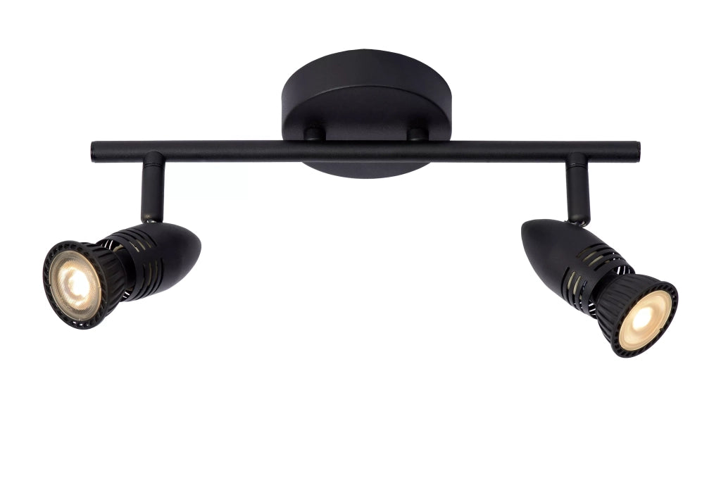 Plafoniera nera 2 spot orientabili GU10 5W Lucide