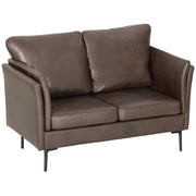 DIVANO 2 POSTI IN PELLE TRASPIRANTE CON IMBOTTITURA SPESSA E GAMBE IN METALLO, 137X72X88 CM, MARRONE SCURO
