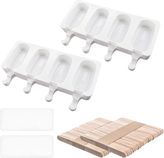 Pala per ghiaccio con 100 bastoncini - Facile da smontare - Forma ovale - 4 supporti - Bianco
