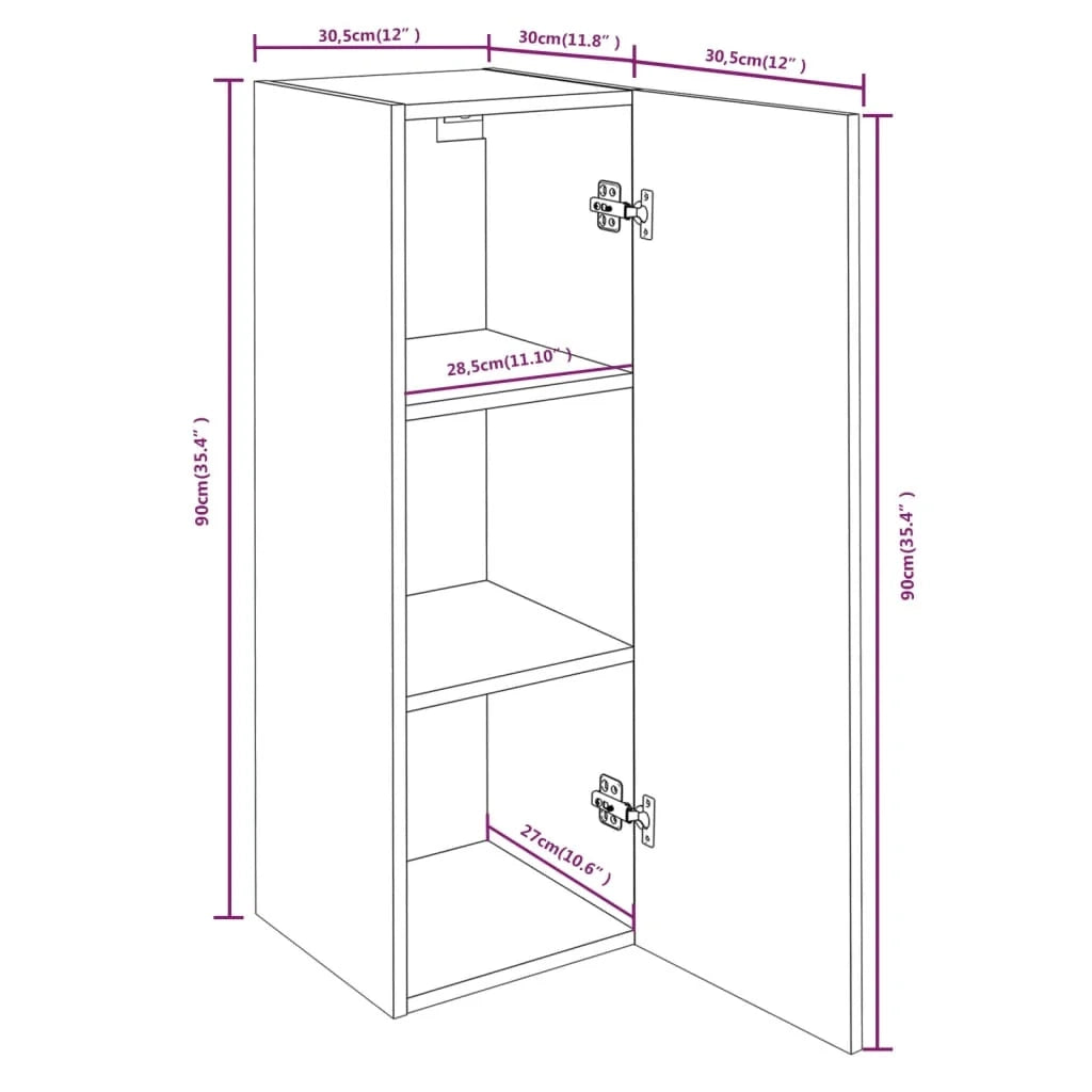 Mobile TV multimediale mensola TV credenza TV sala da pranzo soggiorno camera da letto rovere affumicato 30,5 x 30 x 90 cm legno ingegnerizzato marrone 02_0028893