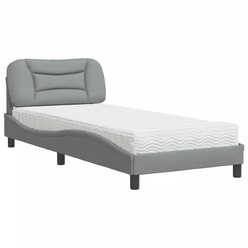 Letto con Materasso Hvar Grigio Chiaro 90x200 cm in Tessuto 3208506