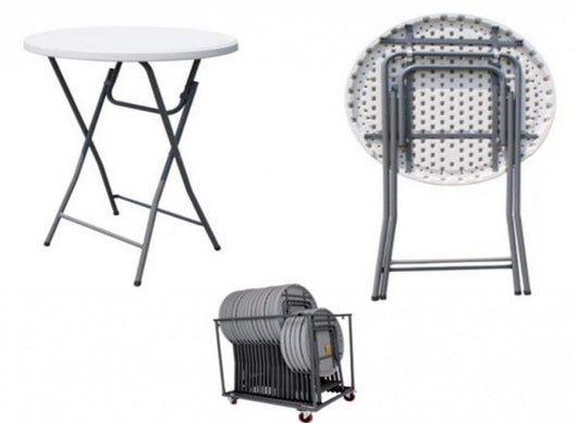 Tavolo Catering Pieghevole Ø60x110 h cm in Acciaio Grigio