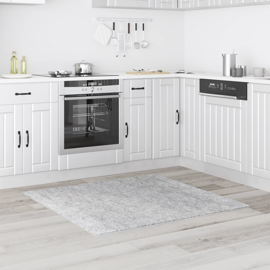 Tappeto Shaggy con Supporto in Lattice Grigio 120x120 cm