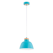 Lampada sospensione scandinava blu legno Lorien Ø23 Alfa
