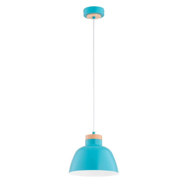 Lampada sospensione scandinava blu legno Lorien Ø23 Alfa