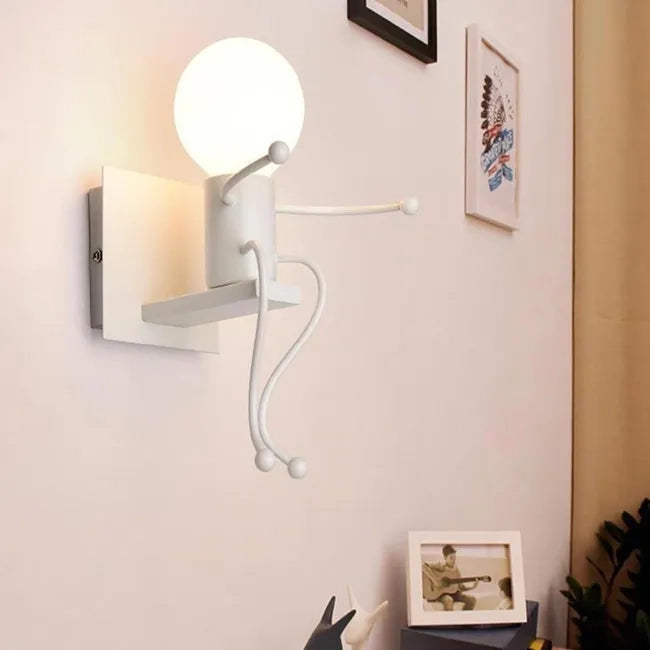 Applique a Parete Attacco E27 Lampada da Parete Omino su Scala IP20 Salone e B&B